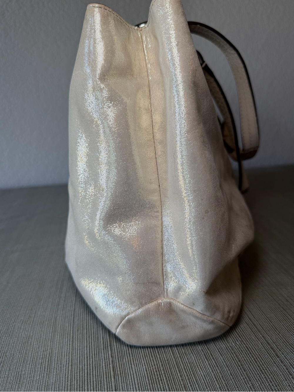 Coach Metallic Silver Leather Tote with Buckle Accent F18751 - Picture 8 of 10